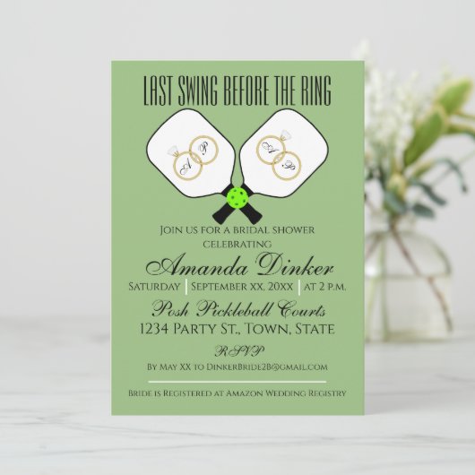 Invitation Dernière swing avant la sage de Mariage de pickleb (Debout devant)