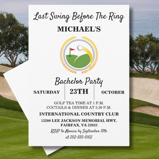 Invitation Dernière swing avant l'anneau | Golf Bachelor Part