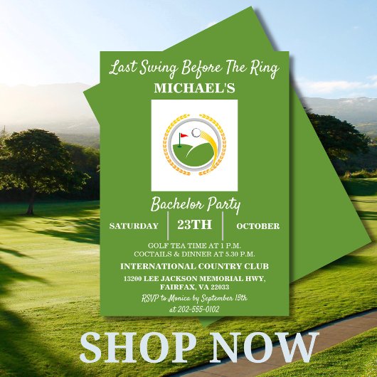 Invitation Dernière swing avant l'anneau | Golf Bachelor Part