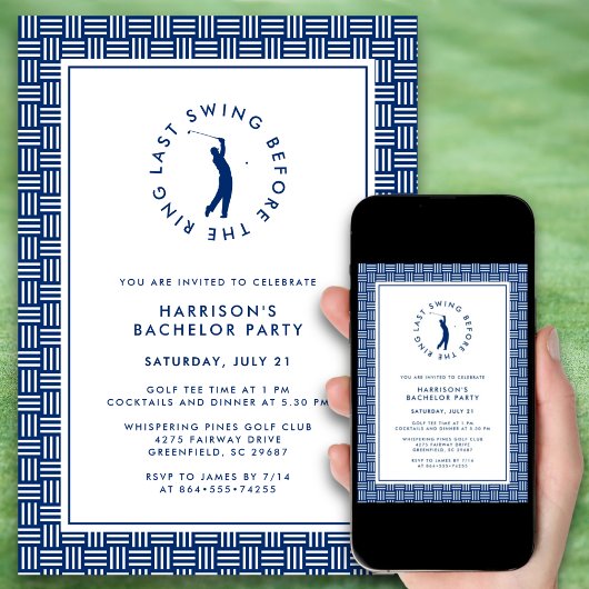 Invitation Dernière swing avant le Ring Golf Bachelor Blue