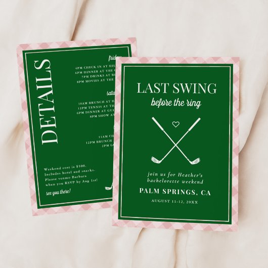 Invitation Dernière swing avant le Ring Golf Bachelorette