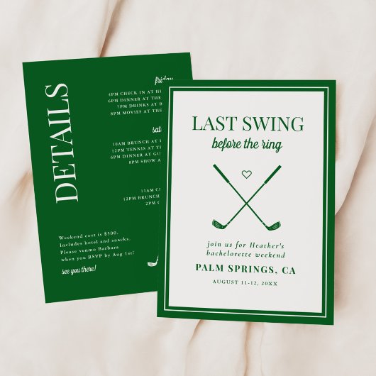Invitation Dernière swing avant le Ring Golf Bachelorette
