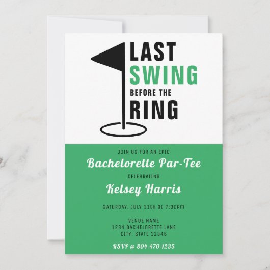 Invitation Dernière swing avant le Ring Golf Bachelorette Par (Devant)