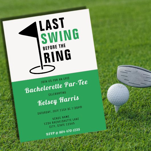 Invitation Dernière swing avant le Ring Golf Bachelorette Par