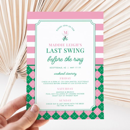 Invitation Dernière swing avant l'invitation de la Bacheloret