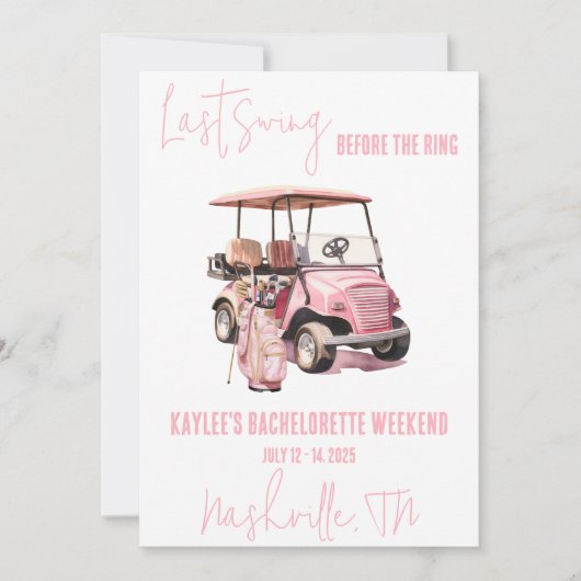 Invitation Dernière Swing, Golfing Bachelorette Week-End Part (Devant)