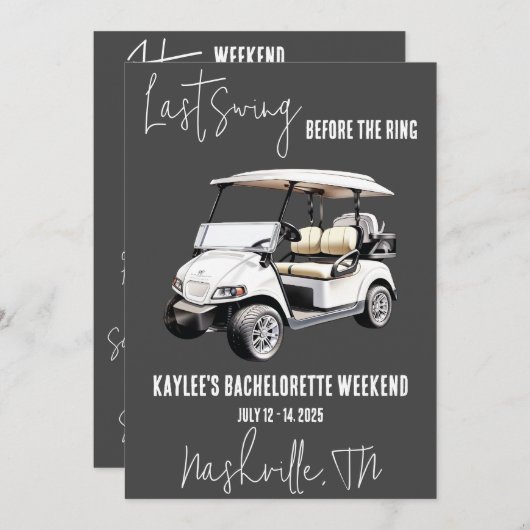 Invitation Dernière Swing, Golfing Bachelorette Week-End Part (Devant / Derrière)