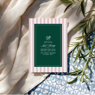 Invitation Dernière Swing verte et blanche rayée avant l'anne