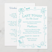 Invitation Dernière Toast Capriceux sur la Côte Turquoise (Devant / Derrière)