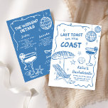 Invitation Dernière Toast Sur La Côte Beach Blue Enterrement<br><div class="desc">Dernière Toast Sur La Côte Invitation Enterrement de Vie de Jeune Fille BeaBlue</div>