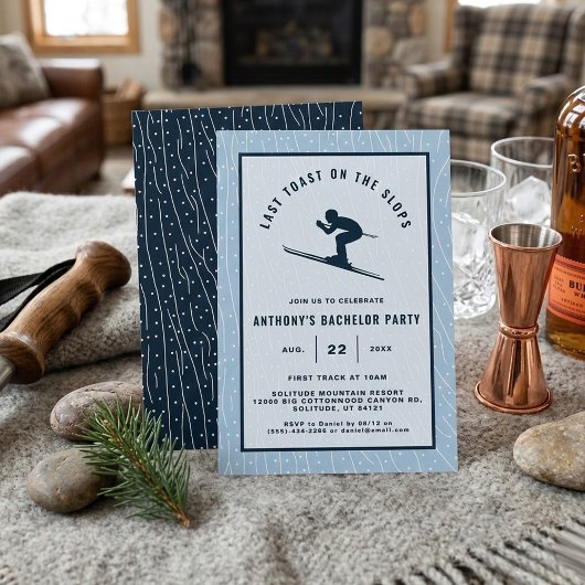 Invitation Dernière Toast sur les Pistes de Ski Enterrement d