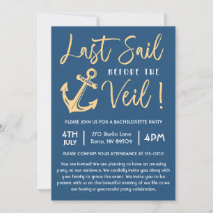 Invitation Dernière voile avant la fête de bachelorette du vo