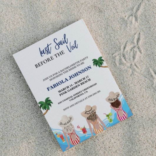 Invitation Dernière voile avant le Veil Bachelorette Party