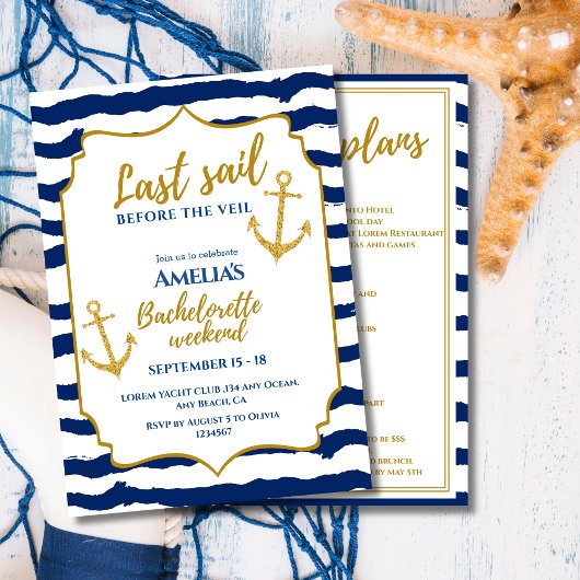 Invitation Dernière voile avant le week-end de la mariée côti