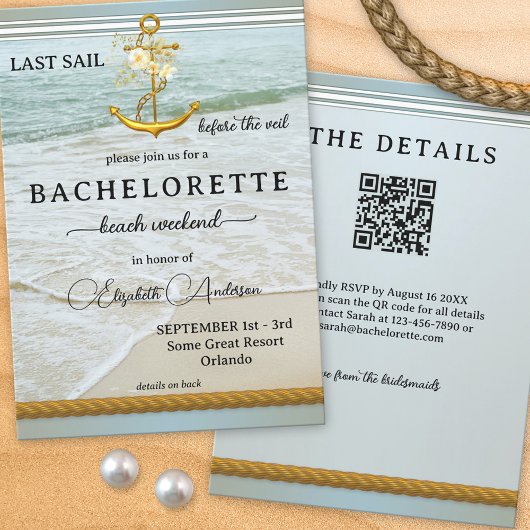 Invitation Dernière voile avant le week-end du Veil QR Bachel