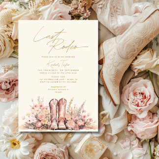 Invitation Dernières Bottes de Rodéo Floral Fête de Mariage d