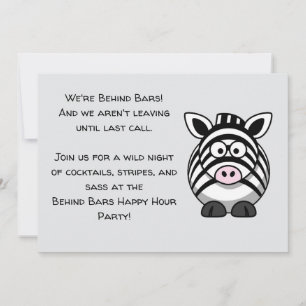 Invitation Derrière les barreaux Zèbre – Pun d'animal de dess