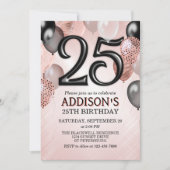 Invitation des 25e Anniversaires Roses Ballons d'o (Devant)