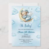 Invitation Des ailes d'anges d'ours en peluche dormant au-des (Devant)