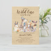 Invitation Des amis boisés rustiques Wild One Baby shower (Debout devant)