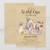 Invitation Des amis boisés rustiques Wild One Baby shower (Devant / Derrière)