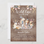 Invitation Des amis boisés rustiques Wild One Baby shower (Devant)