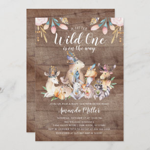 Invitation Des amis boisés rustiques Wild One Baby shower