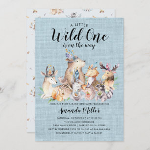 Invitation Des amis boisés rustiques Wild One Baby shower