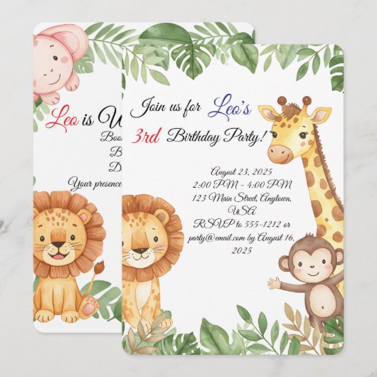 Invitation des amis de la jungle (Devant / Derrière)