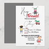 Invitation Des amis se rassemblent (Devant / Derrière)