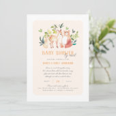 Invitation Des animaux de bois de verdure mignons Baby shower (Debout devant)
