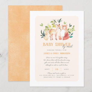 Invitation Des animaux de bois de verdure mignons Baby shower