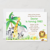 Invitation des animaux de la jungle d'aquarelle (L (Devant)