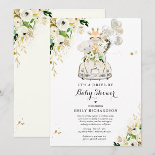 Invitation Des animaux verts Gold Safari conduisent par Baby