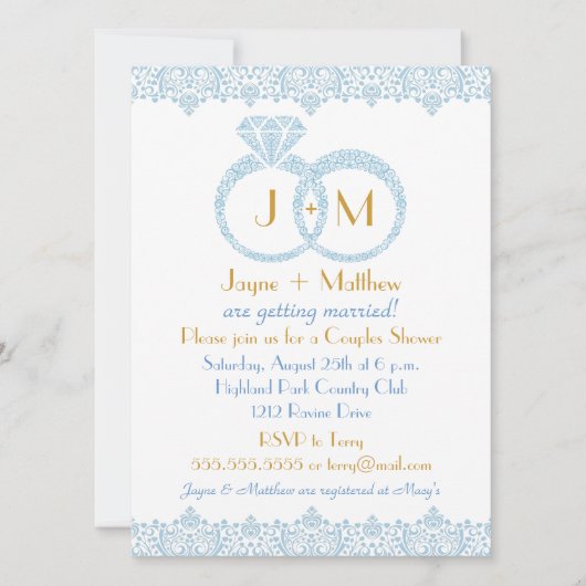 Invitation des anneaux de Mariage de dentelle (Devant)