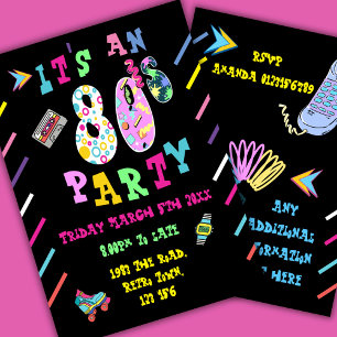 invitation des années 80 rétro célébrations de 80