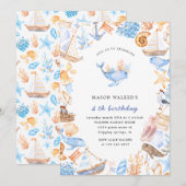 invitation des anniversaires de enfants nautiques (Devant / Derrière)