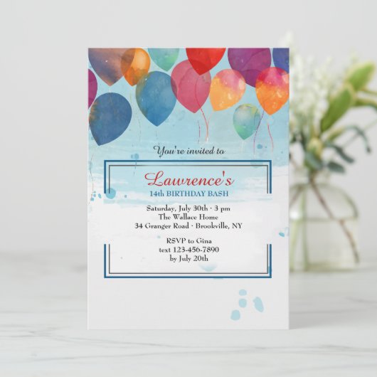 Invitation des ballons d'aquarelle (Debout devant)