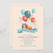 Invitation des ballons de fête d'anniversaire (Devant / Derrière)