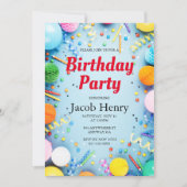 Invitation des ballons de fête d'anniversaire (Devant)