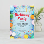 Invitation des ballons de fête d'anniversaire (Debout devant)