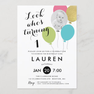 Invitation Des ballons regardent qui tourne la photo du parti