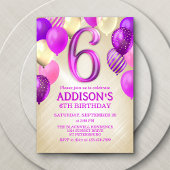Invitation des Ballons roses du 6e anniversaire