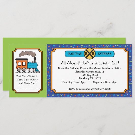 Invitation des billets de train - Dino Thomas Colo (Devant / Derrière)