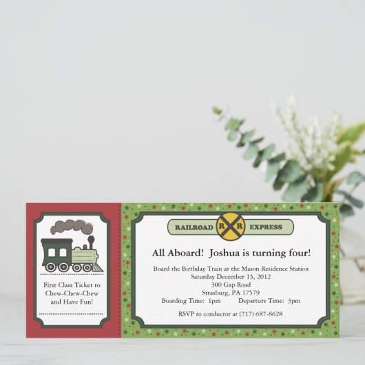 Invitation des billets de train - Noël (Debout devant)