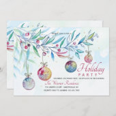 Invitation des boules de Noël en aquarelle (Devant / Derrière)