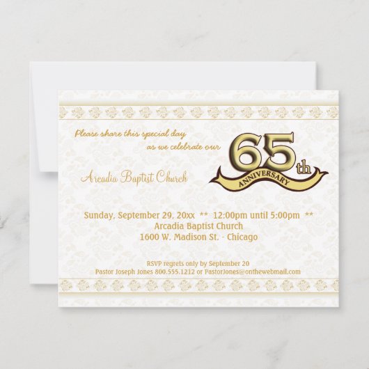 Invitation des célébrations du 65e anniversaire de (Devant)