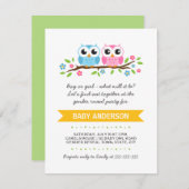 Invitation Des chouettes sur un bébé à branche florale révèle (Devant / Derrière)