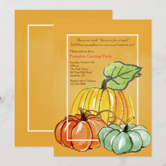 Invitation des Citrouilles trois (Devant / Derrière)