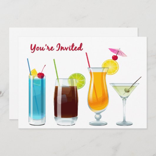 Invitation Des cocktails d'heure heureuse vous êtes invités (Devant / Derrière)